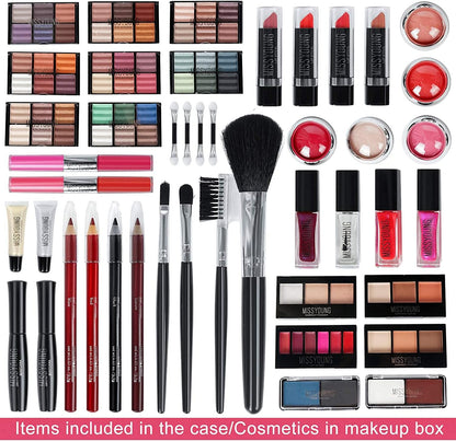 All-in-One Make-up Box Set Multi-purpose Cosmetic Storage Beauty Case Professional Contain Eyeshadow Concealer Lip gloss Blusher Compact Powder Eyebrow and Makeup Pencil Brush #1