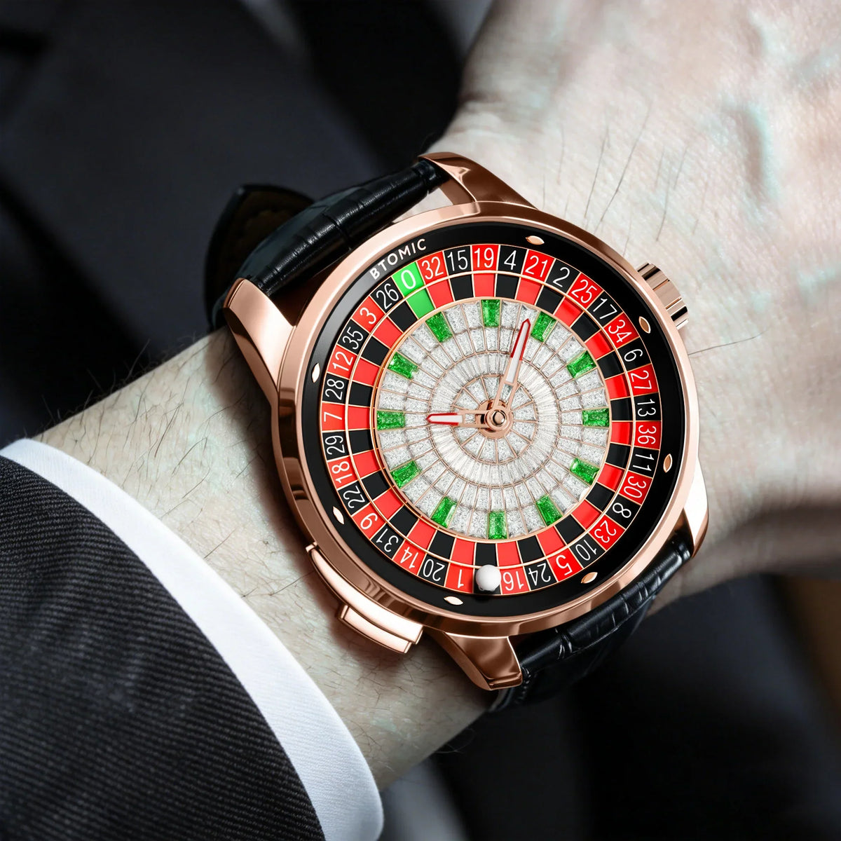 1.8 Inches Roulette Wheel Automatic Watches for Men || ساعات أوتوماتيكية للرجال بتصميم عجلة الروليت (قطر 1.8 بوصة)